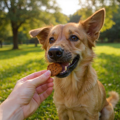 chien qui croque une friandise bio