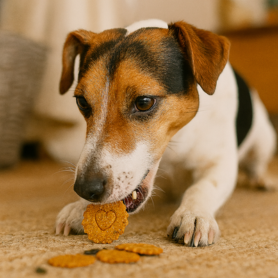chien mange friandises végétales quinoa butternut