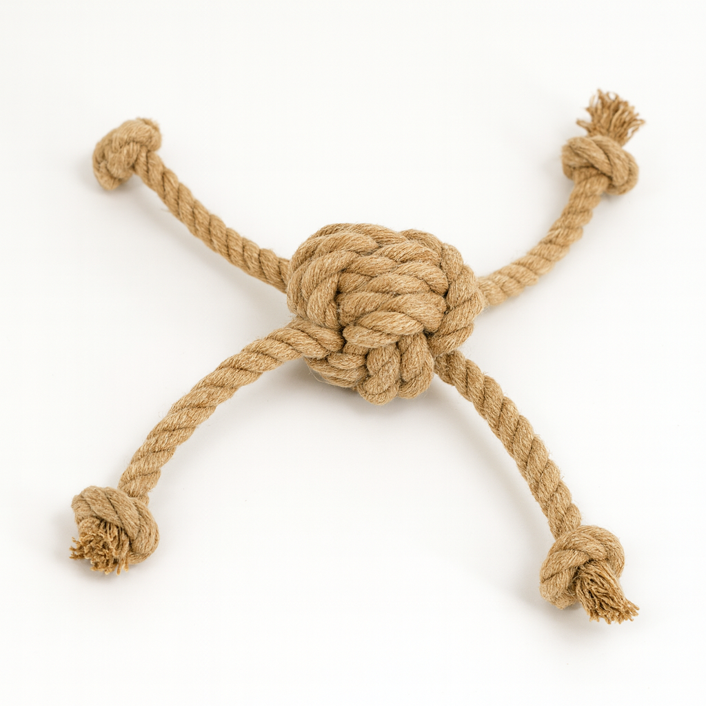 Jouet Quadropus pour chien en corde de chanvre de petite taille