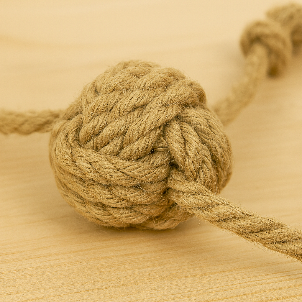 Zoom sur corde de chanvre jouet pour chien