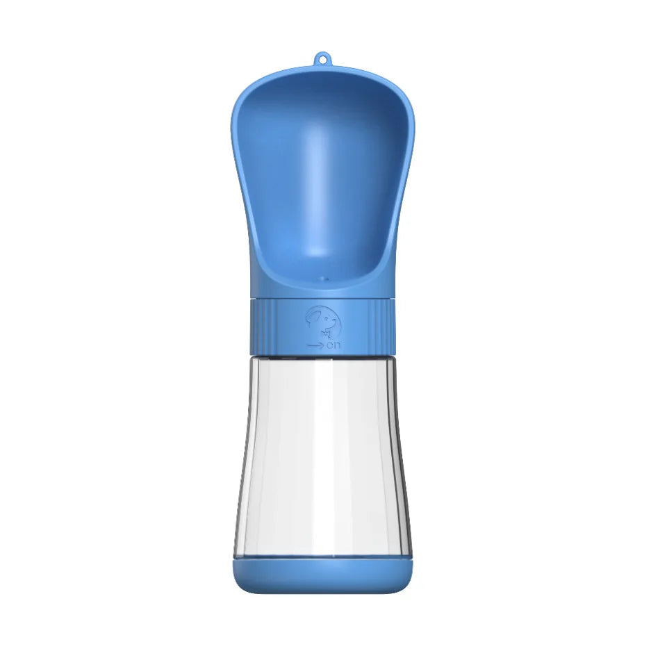 Bouteille d'eau portable bleue pour chien avec une capacité de 510ml.