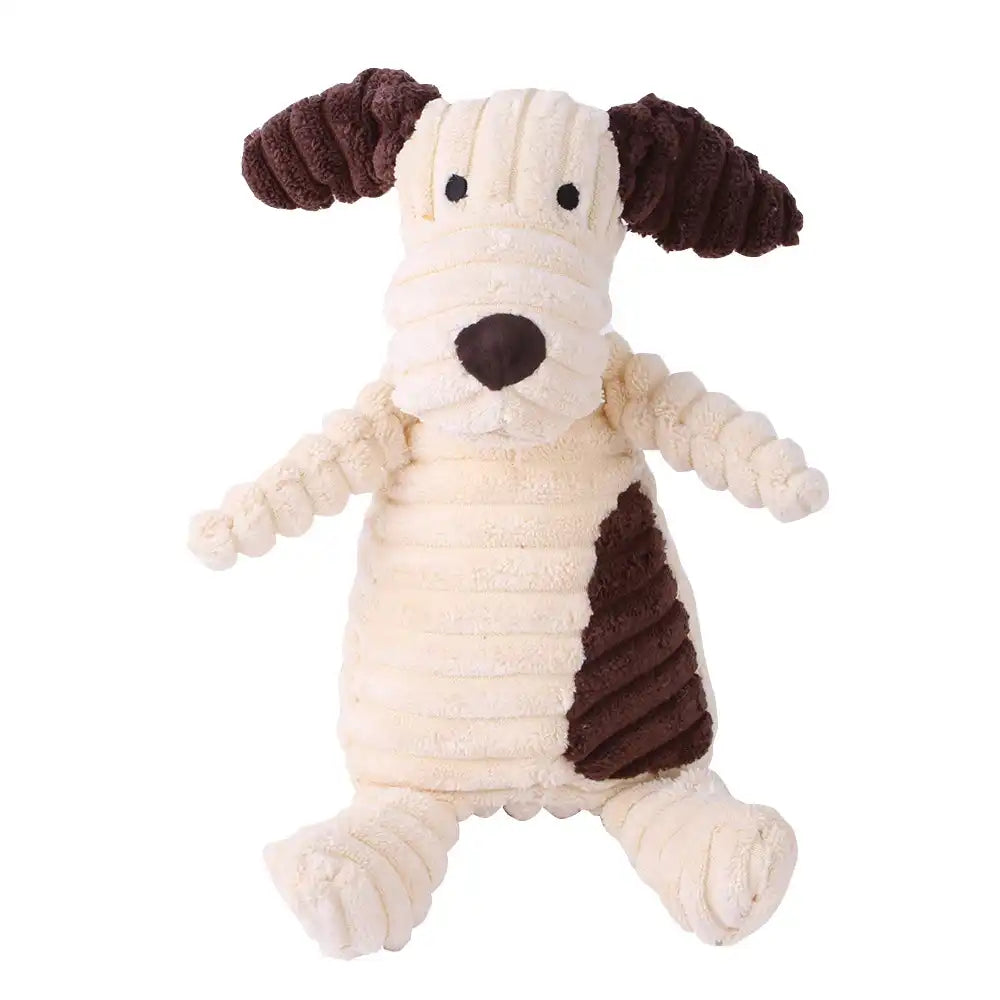 Peluche cotelee-Chien blanc et noir