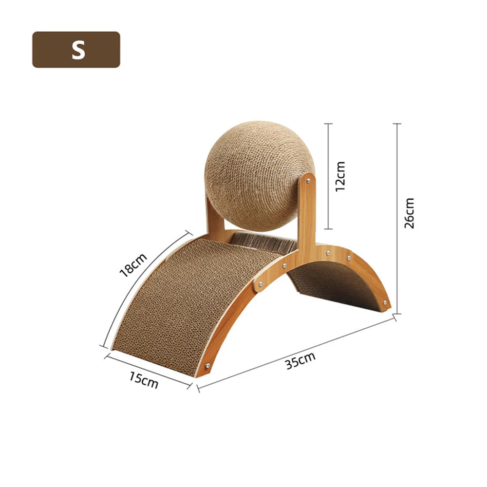 Schéma illustrant les dimensions du petit modèle de griffoir pour chat, avec des mesures précises.