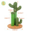 Grand arbre à chat vert en forme de cactus avec deux poteaux de 68,5 cm et 45 cm de hauteur, et une base ronde marron de 42 cm de diamètre.