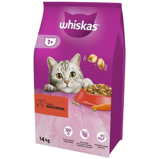 Whiskas Aliments pour Chats Adultes - Saveur Veau - 14 kg