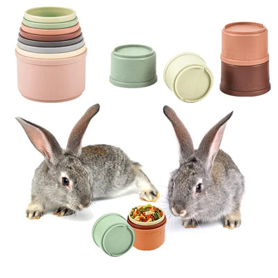 8 Tasses Empilables pour Lapins - Jouets Polyvalents et Colorés, Idéal pour le Divertissement et l'Enrichissement des Petits Animaux