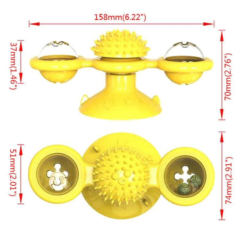 Jouet pour Chat Moulin à Vent Interactif - Divertissement et Soin Bucco-dentaire, Adhésif Fort, Rotatif