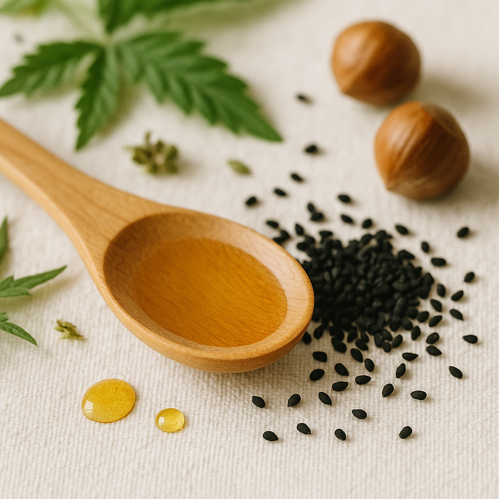 huile naturelle avec nigelle, jojoba, chanvre